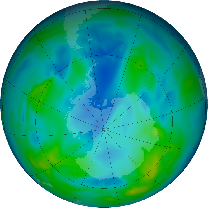 Antarctic ozone map for 09 May 2014